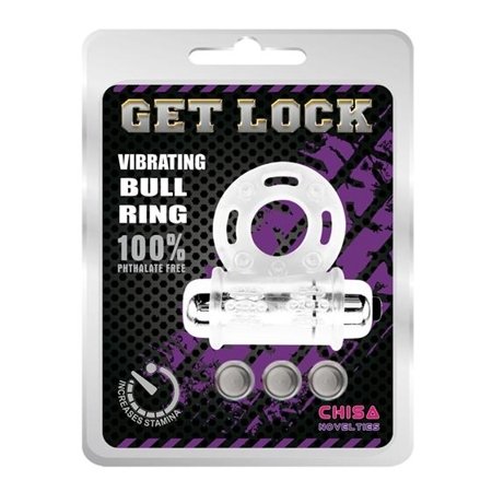 Get Lock Vibrating Bull Ring-Blue-Clear