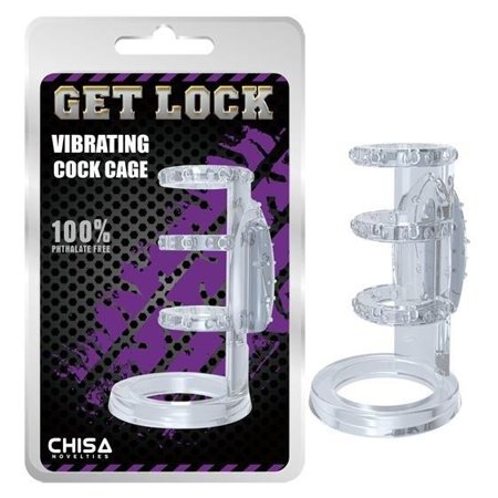 Get Lock Vibrating Cock Cage-Clear