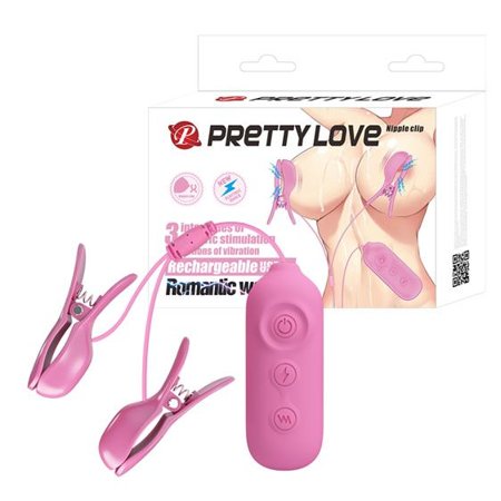 Pretty Love Vibro Nipple Clips Pink