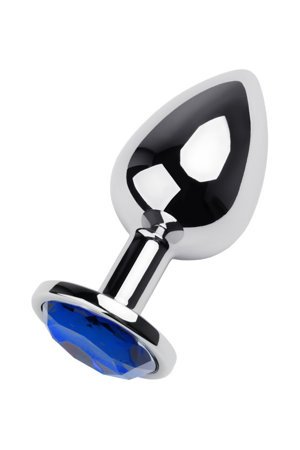 Silver anal plug TOYFA Metal with blue round-shaped gem
