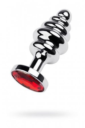 Silver anal plug with red gem